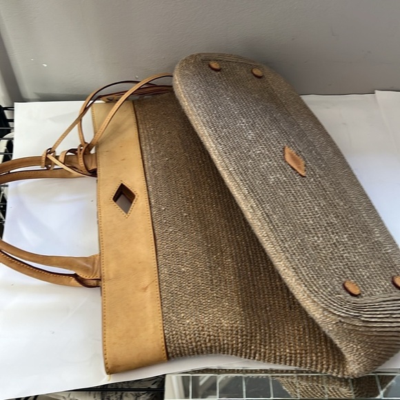 MZ Wallace Large Raffia and Belting Leather Woven Tote Handbag - Rare Style - Picture 12 of 12